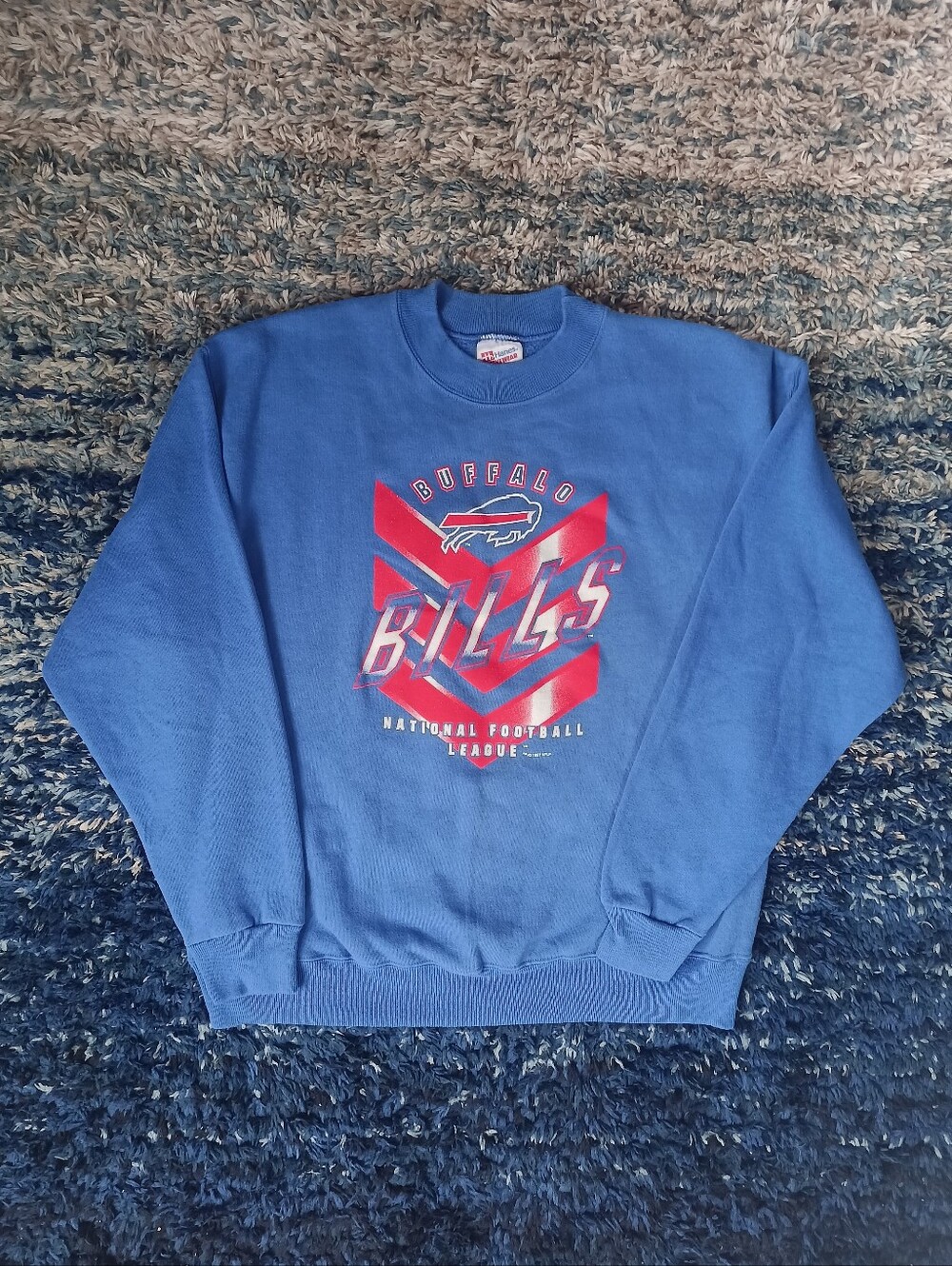 Vintage 90s Buffalo Bills NFL Crewneck Sweatshirt Blue Mens